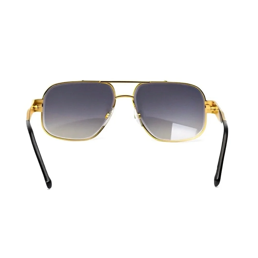 Mens Gold Square Aviator Sunglasses Bold‎ Shaped Sophisticated Classy 80's 90's